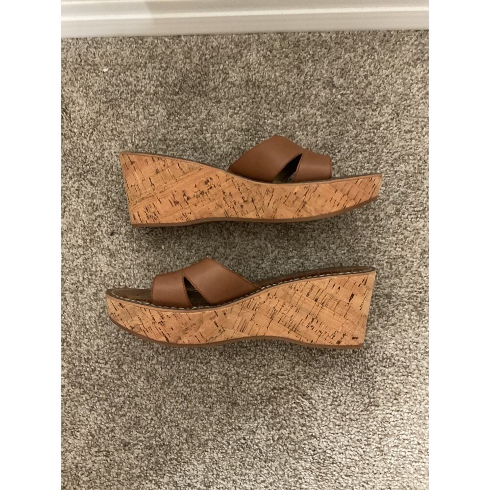 Sam Edelman Reid Brown Leather Wedge Sandals, sz 8.5 - Picture 4 of 7